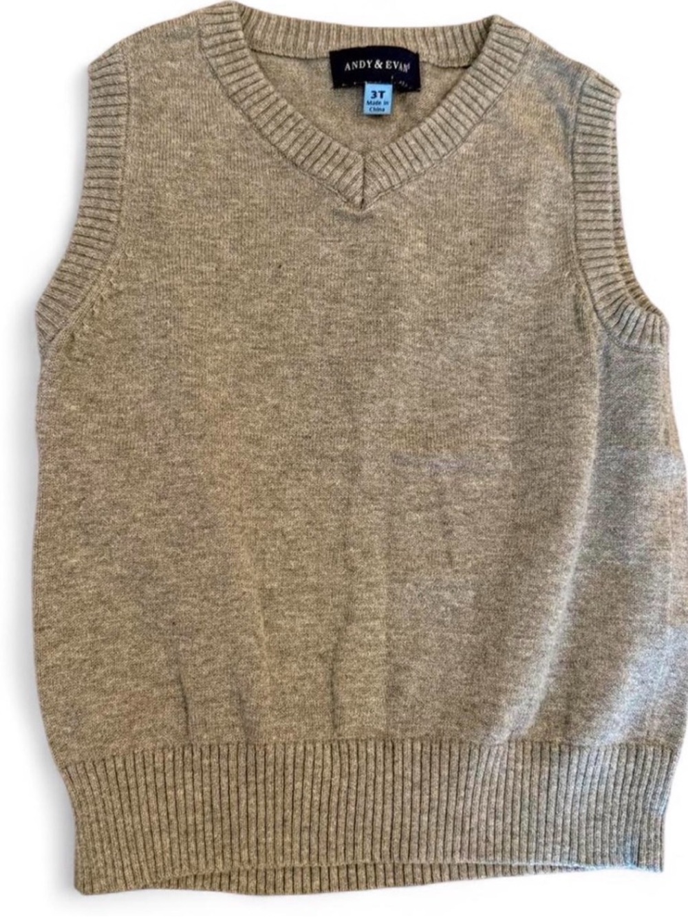 Andy & Evan Beige V-Neck Knit Sweater Vest
